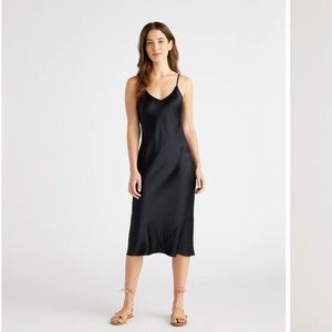Quince Silk black slip dress